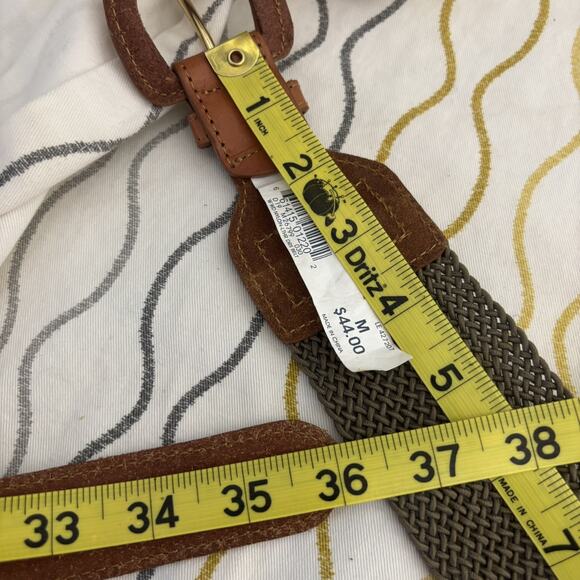 Lands End Women’s French Walnut Wide Nylon Leather Dress Belt Medium Boho Dress - Picture 7 of 7